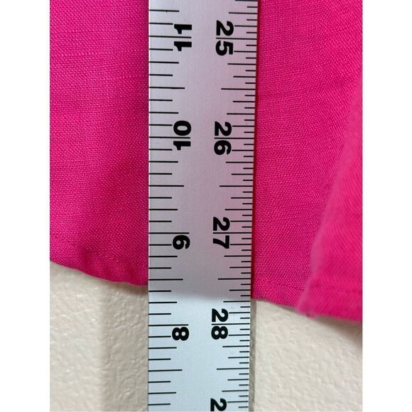 Lauren Ralph Lauren Roll-Tab-Sleeve 100% Linen Bright Pink Long Sleeve Shirt XL - Picture 7 of 9